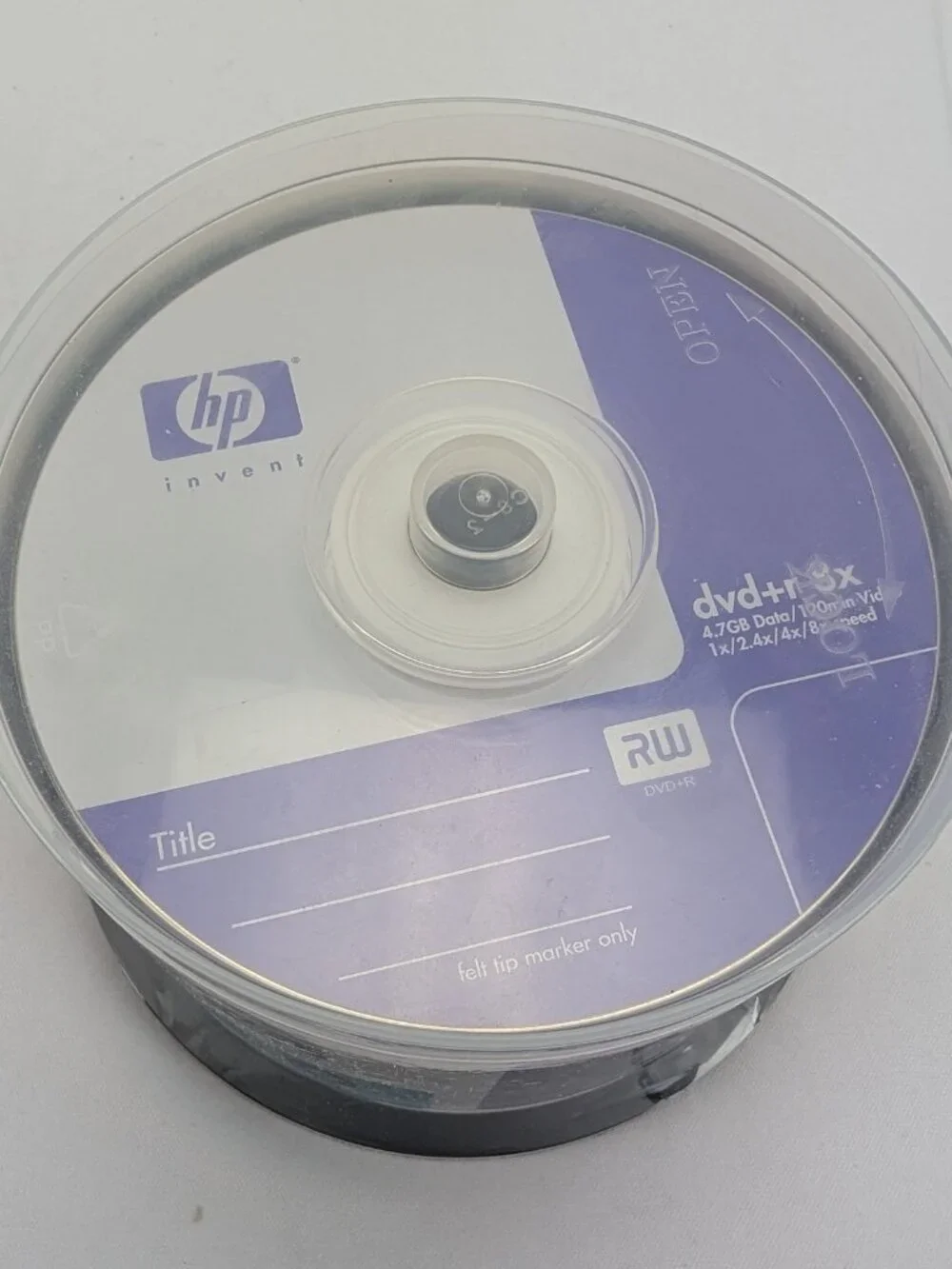 HP DVD+R 8X Blank 50 Pack 4.7GB Data 120min Video Spindal Container New 2003
